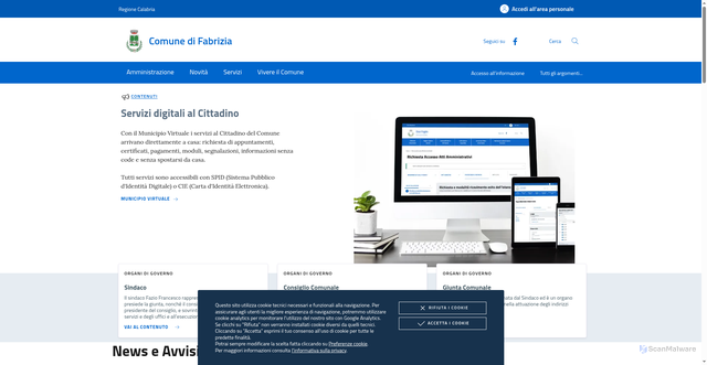 Security scan screenshot of https://www.comune.fabrizia.vv.it/