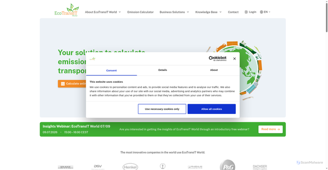 Security scan screenshot of https://ecotransit.org