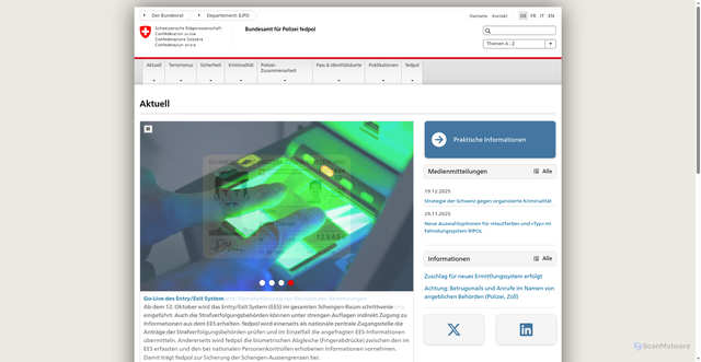 Security scan screenshot of https://www.fedpol.admin.ch/fedpol/de/home.html