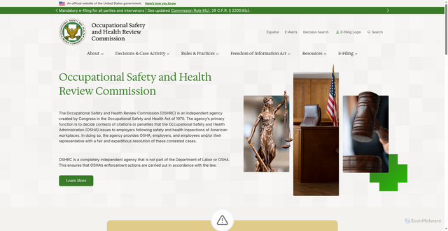 Security scan screenshot of https://www.oshrc.gov/