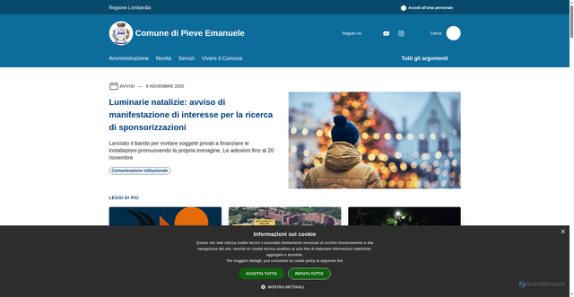 Security scan screenshot of https://www.comune.pieveemanuele.mi.it/it