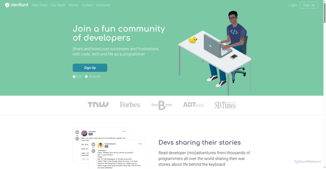 Security scan screenshot of https://devrant.com