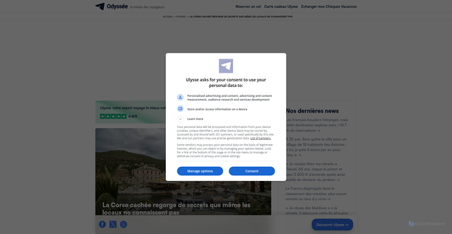 Security scan screenshot of https://ulysse.com/news/corse-cachee-5-anecdotes-grands-fans-ile