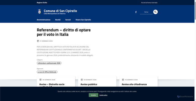 Security scan screenshot of https://www.comune.sancipirello.pa.it/