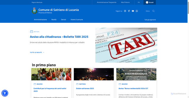 Security scan screenshot of https://www.comune.satriano.pz.it/