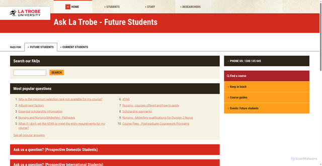 Security scan screenshot of https://latrobe.custhelp.com
