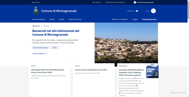 Security scan screenshot of https://www.comune.montagnareale.me.it/