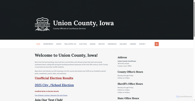 Security scan screenshot of https://unioncountyiowa.gov/