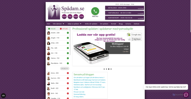 Security scan screenshot of https://Spadam.se
