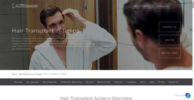 Security scan screenshot of https://www.ambayplasticsurgery.com/hair-restoration/hair-transplant/