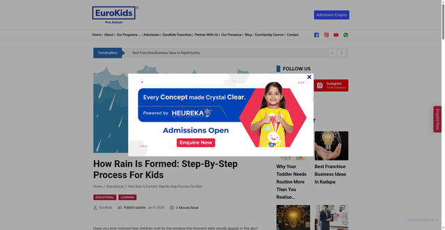 Security scan screenshot of https://www.eurokidsindia.com/blog/how-rain-is-formed-for-kids.php