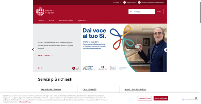 Security scan screenshot of https://comune.milano.it