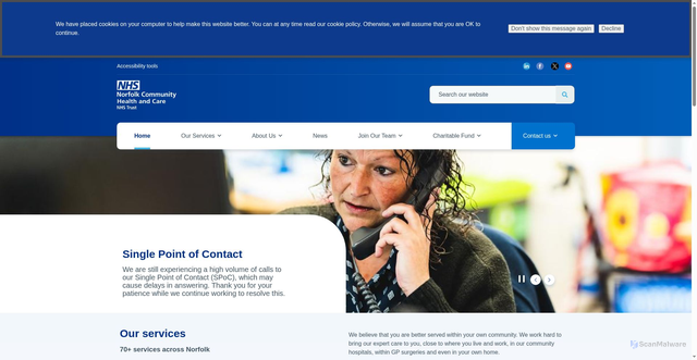 Security scan screenshot of https://www.norfolkcommunityhealthandcare.nhs.uk/