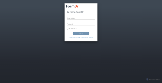 Security scan screenshot of https://app.formdr.com