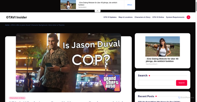 Security scan screenshot of https://gtaviinsider.com/gta-6-who-is-jason-duval/