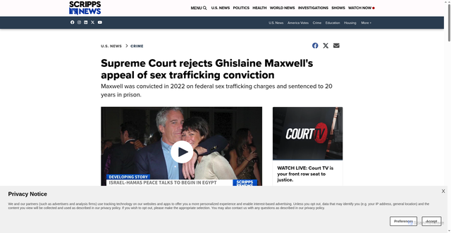 Security scan screenshot of https://www.scrippsnews.com/us-news/crime/supreme-court-rejects-ghislaine-maxwells-appeal-of-sex-trafficking-conviction