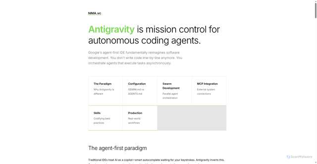 Security scan screenshot of https://antigravity.md/