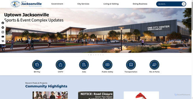Security scan screenshot of https://jacksonvillenc.gov/