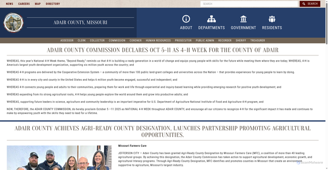 Security scan screenshot of https://adaircountymissouri.com/