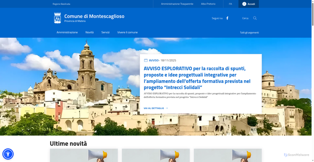 Security scan screenshot of https://www.comune.montescaglioso.mt.it/