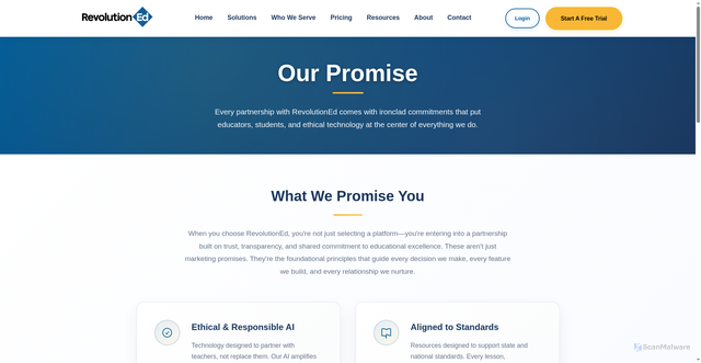 Security scan screenshot of https://revolutioned.ai/our-promise/