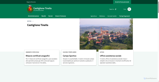 Security scan screenshot of https://www.comunecastiglionetinella.it