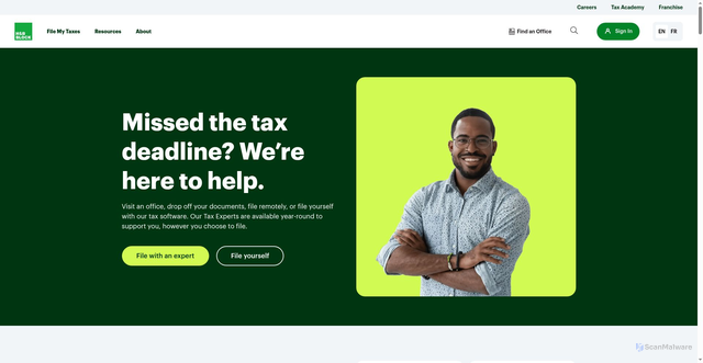 Security scan screenshot of https://hrblock.ca
