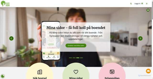 Security scan screenshot of https://helsingborgshem.se