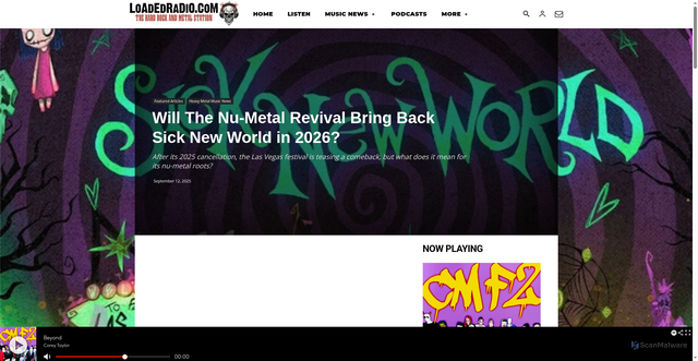 Security scan screenshot of https://loadedradio.com/sick-new-world-festival-return-2026/