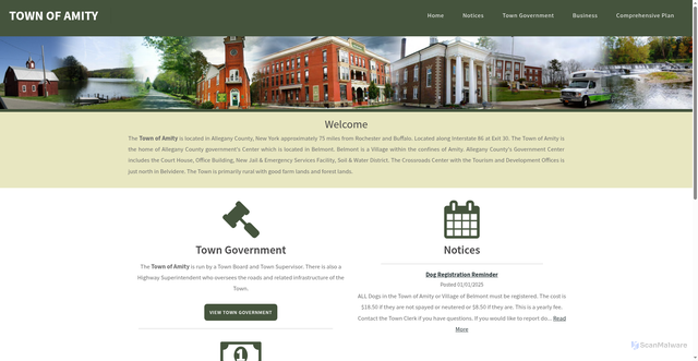 Security scan screenshot of https://townofamityny.gov/