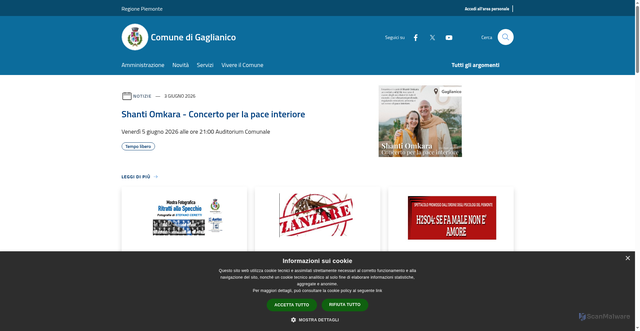 Security scan screenshot of https://www.comune.gaglianico.bi.it