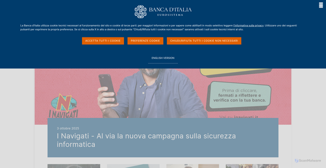 Security scan screenshot of https://www.bancaditalia.it/