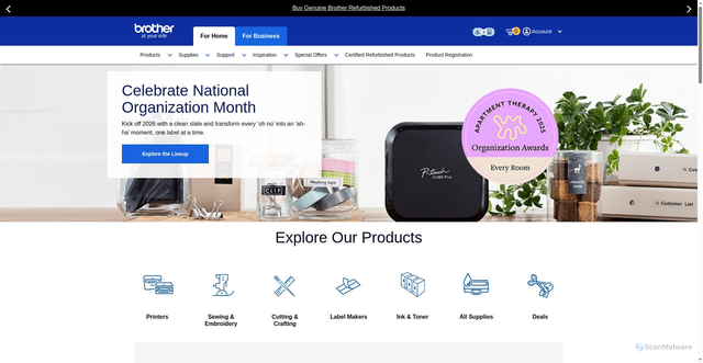 Security scan screenshot of https://www.brother-usa.com