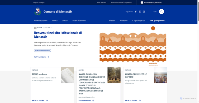 Security scan screenshot of https://www.comune.monastir.su.it/