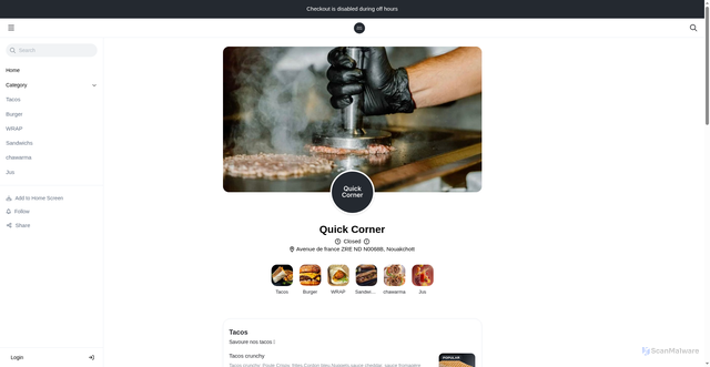 Security scan screenshot of https://quickcorner.link/