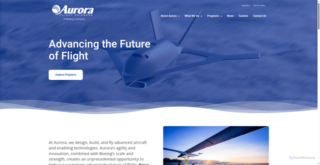 Security scan screenshot of https://www.aurora.aero/