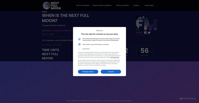 Security scan screenshot of https://nextfullmoon.org/