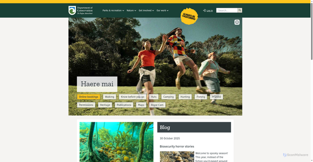 Security scan screenshot of https://www.doc.govt.nz/