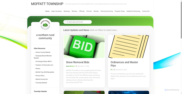 Security scan screenshot of https://moffatttownship.gov/