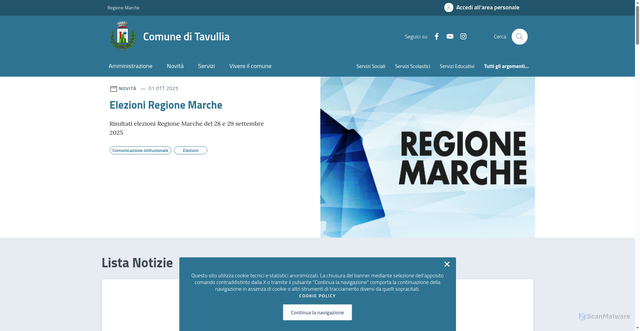 Security scan screenshot of https://comune.tavullia.pu.it/