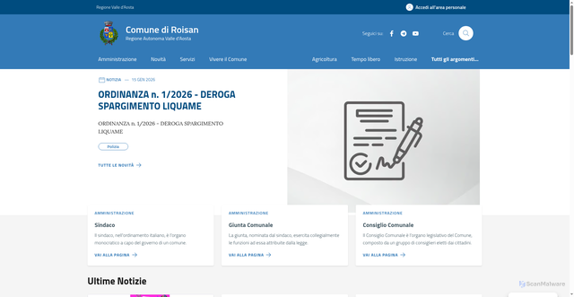 Security scan screenshot of https://www.comune.roisan.ao.it/