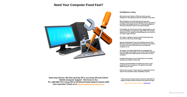 Security scan screenshot of https://mobilecomputersupport.com.au