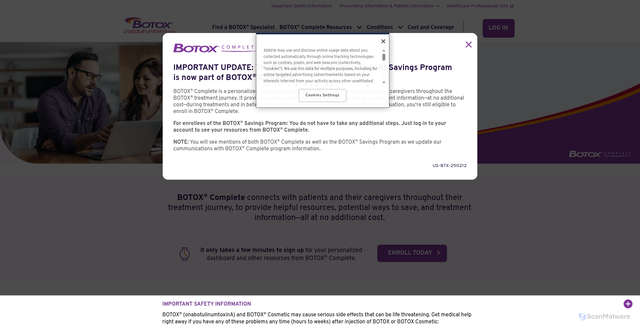 Security scan screenshot of https://www.botoxsavingsprogram.com