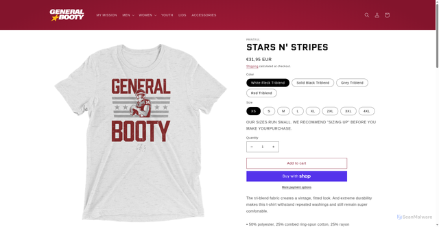 Security scan screenshot of https://www.generalbootyshop.com/products/stars-n-stripes
