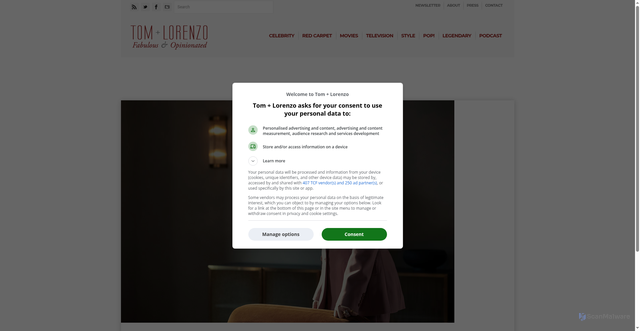 Security scan screenshot of https://tomandlorenzo.com/2025/10/hulu-original-series-alls-fair-poster-images-official-trailer-and-date-announcement/glenn-close/