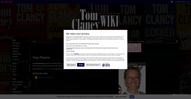 Security scan screenshot of https://tomclancy.wiki.gg/wiki/Guy_Pearce