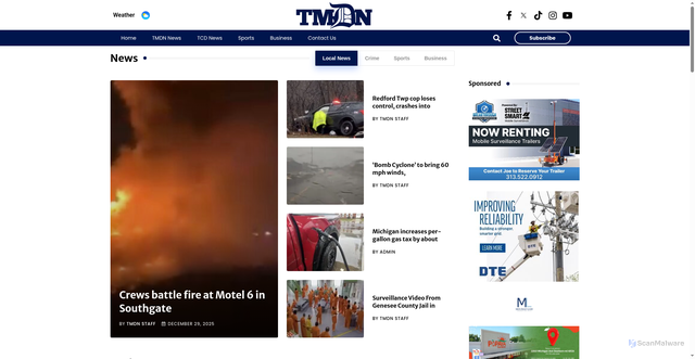 Security scan screenshot of https://themetrodetroitnews.com/