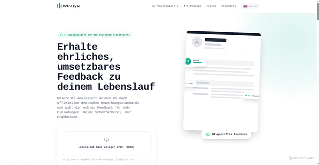 Security scan screenshot of http://cvanalyse.de/