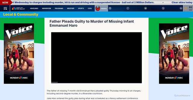 Security scan screenshot of https://www.nbcpalmsprings.com/2025/10/16/father-pleads-guilty-to-murder-of-missing-infant-emmanuel-haro