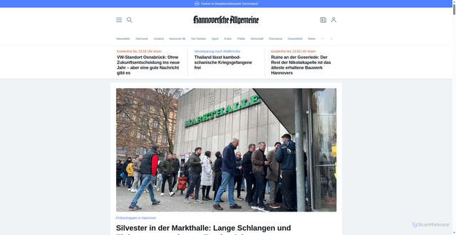 Security scan screenshot of https://www.haz.de